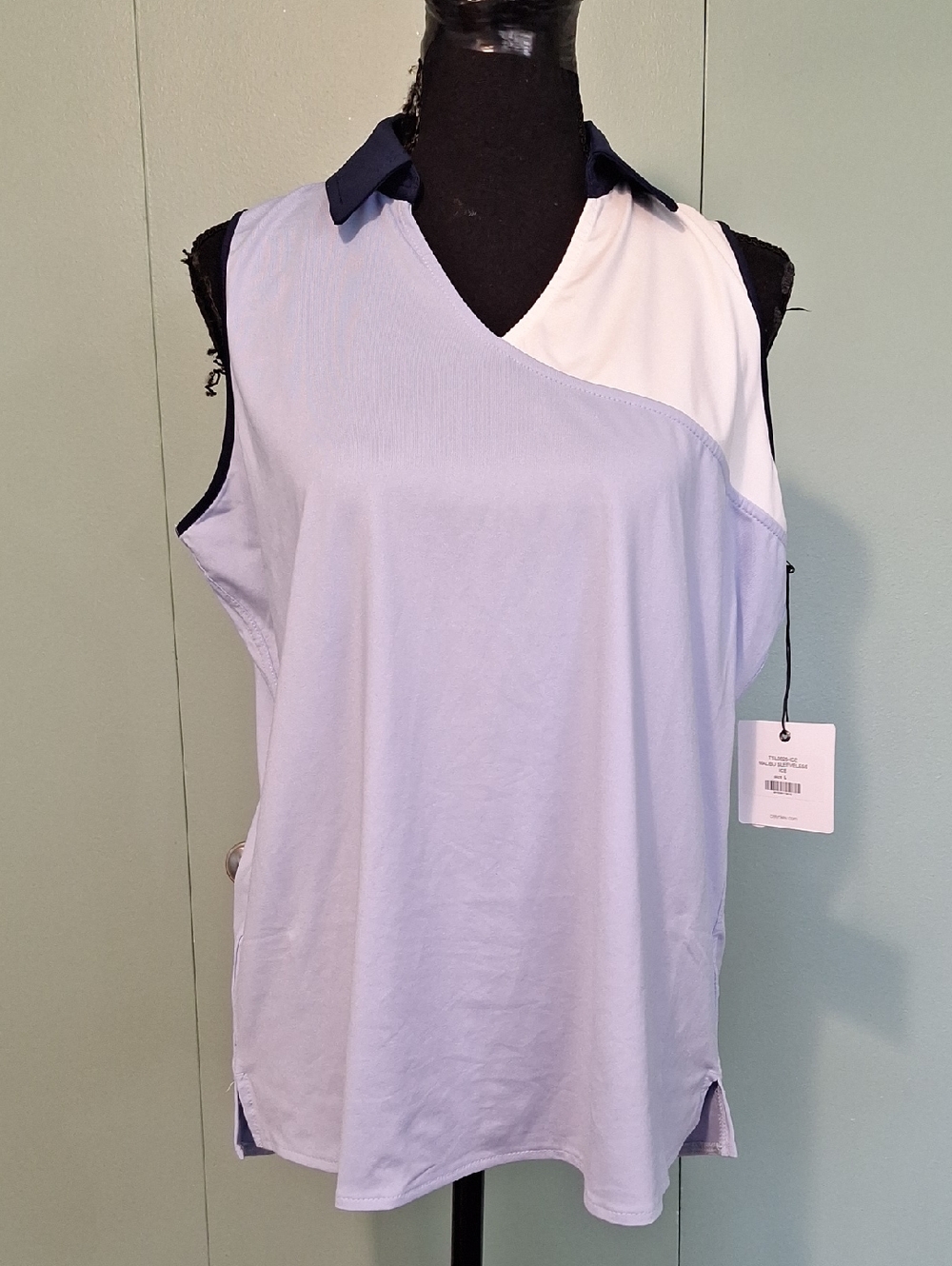 Nwt Belyn Key Malibu Sleeveless Ice Blue Golf Tennis Tank Top Size Large